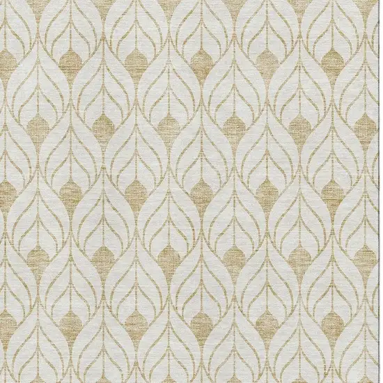 Gold And Ivory Geometric Washable Area Rug With UV Protection Photo 2