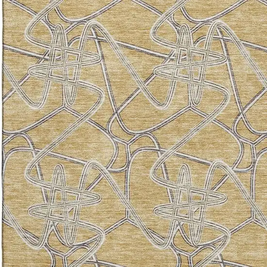 Gold And Ivory Geometric Washable Area Rug With UV Protection Photo 2