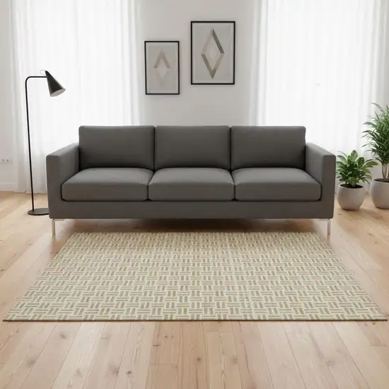 Gold And Ivory Geometric Washable Area Rug With UV Protection Photo 2