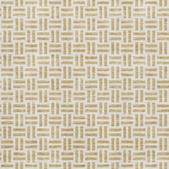 Gold And Ivory Geometric Washable Area Rug With UV Protection Photo 2