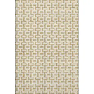Photo of Gold And Ivory Geometric Washable Area Rug With UV Protection