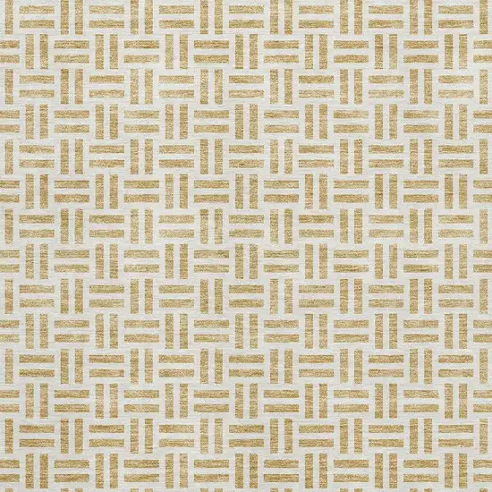 Gold And Ivory Geometric Washable Area Rug With UV Protection Photo 2