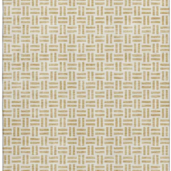 Gold And Ivory Geometric Washable Area Rug With UV Protection Photo 3
