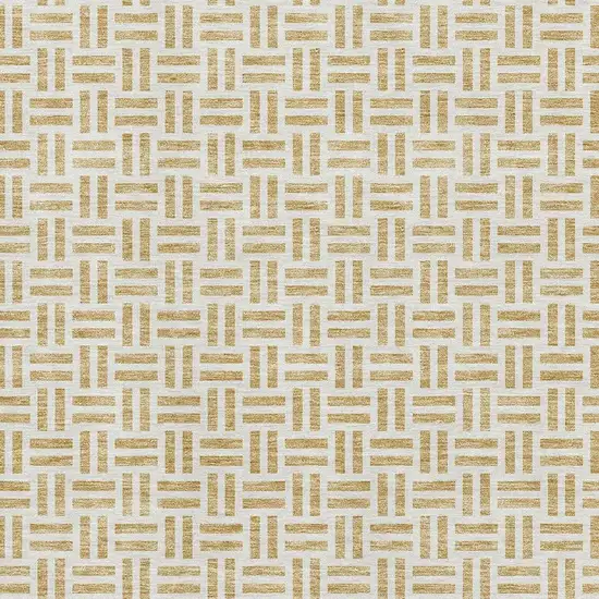 Gold And Ivory Geometric Washable Area Rug With UV Protection Photo 2