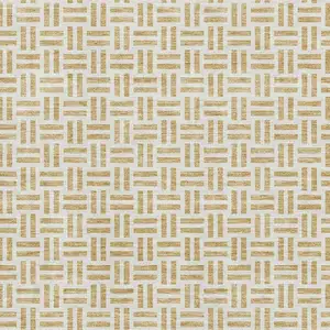 Photo of Gold And Ivory Geometric Washable Area Rug With UV Protection