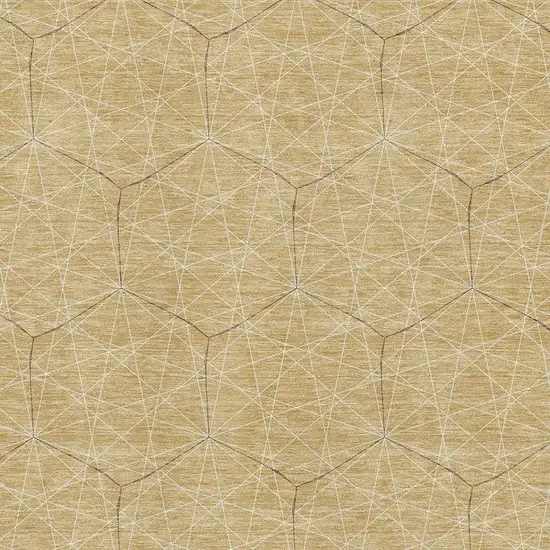 Gold And Ivory Geometric Washable Area Rug With UV Protection Photo 2