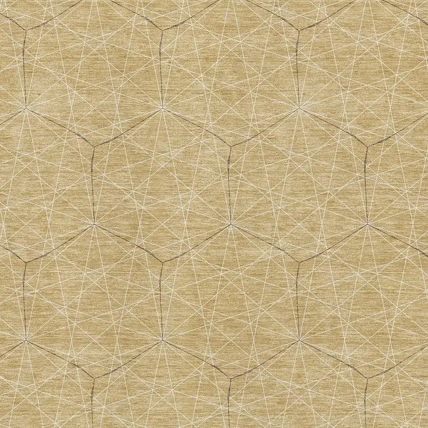 Gold And Ivory Geometric Washable Area Rug With UV Protection Photo 2