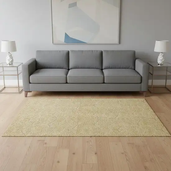Gold And Ivory Geometric Washable Area Rug With UV Protection Photo 2