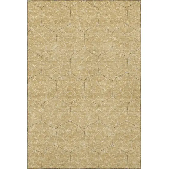 Gold And Ivory Geometric Washable Area Rug With UV Protection Photo 3