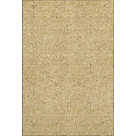 Gold And Ivory Geometric Washable Area Rug With UV Protection Photo 1
