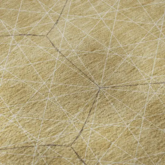 Gold And Ivory Geometric Washable Area Rug With UV Protection Photo 9