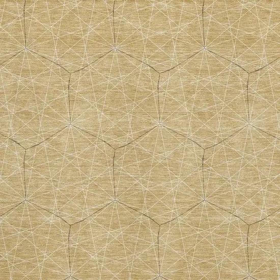 Gold And Ivory Geometric Washable Area Rug With UV Protection Photo 2