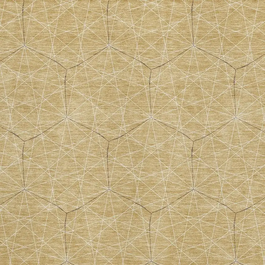 Gold And Ivory Geometric Washable Area Rug With UV Protection Photo 2