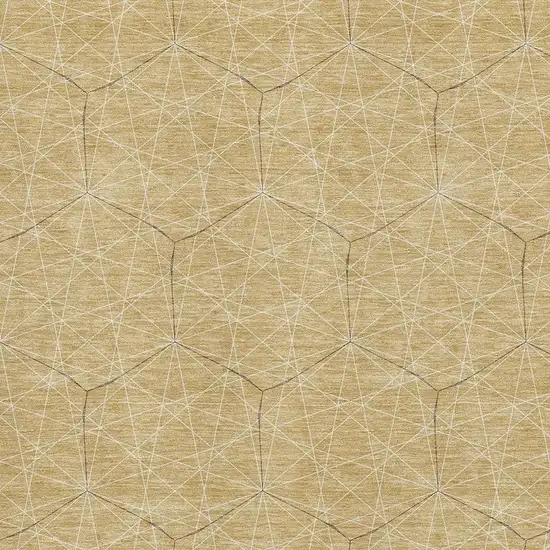 Gold And Ivory Geometric Washable Area Rug With UV Protection Photo 2
