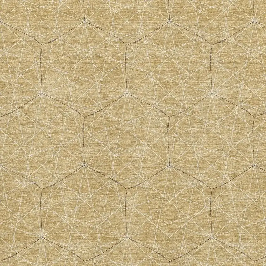 Gold And Ivory Geometric Washable Area Rug With UV Protection Photo 2
