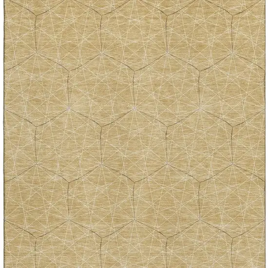 Gold And Ivory Geometric Washable Area Rug With UV Protection Photo 3