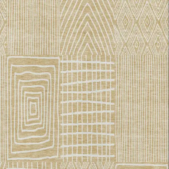 Gold And Ivory Geometric Washable Area Rug With UV Protection Photo 2