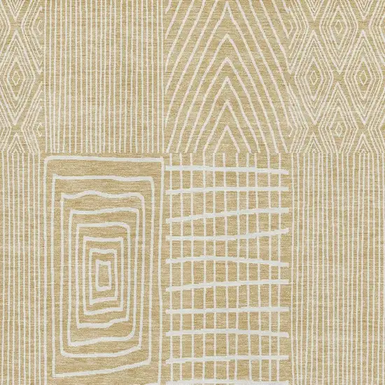 Gold And Ivory Geometric Washable Area Rug With UV Protection Photo 2