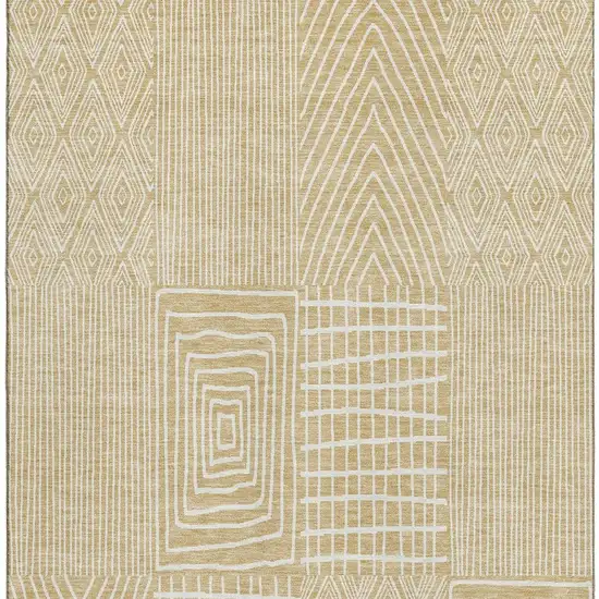Gold And Ivory Geometric Washable Area Rug With UV Protection Photo 3
