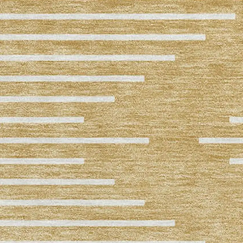 Gold And Ivory Geometric Washable Area Rug With UV Protection Photo 2