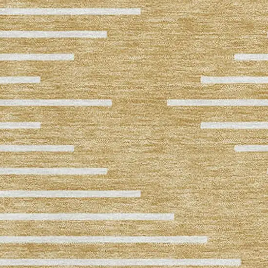 Gold And Ivory Geometric Washable Area Rug With UV Protection Photo 2
