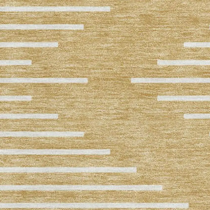 Gold And Ivory Geometric Washable Area Rug With UV Protection Photo 2