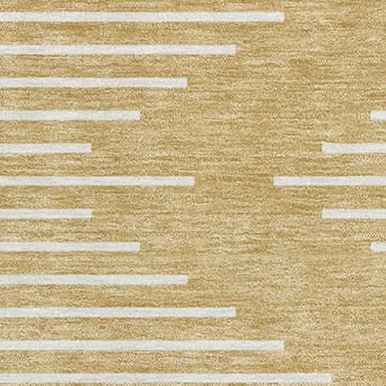 Gold And Ivory Geometric Washable Area Rug With UV Protection Photo 2