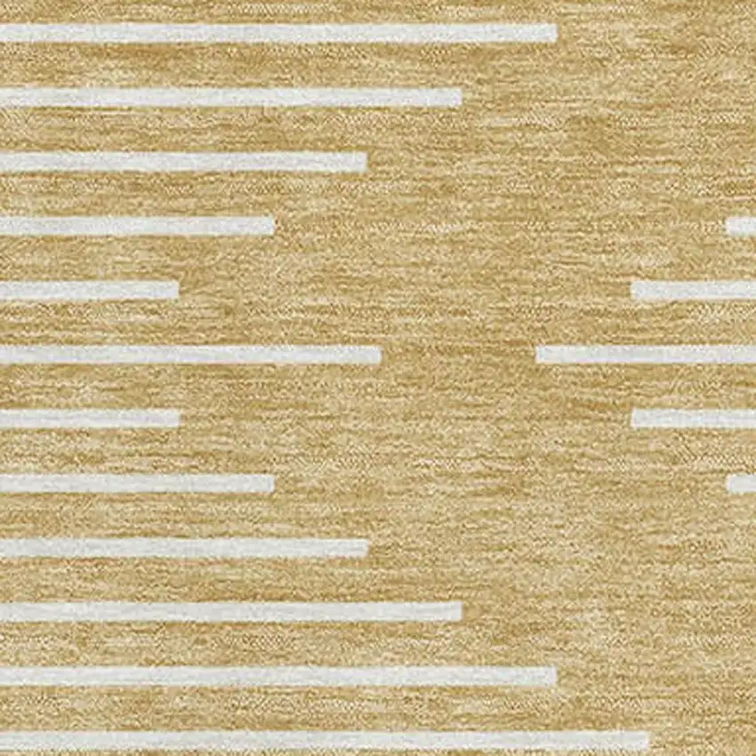 Gold And Ivory Geometric Washable Area Rug With UV Protection Photo 2