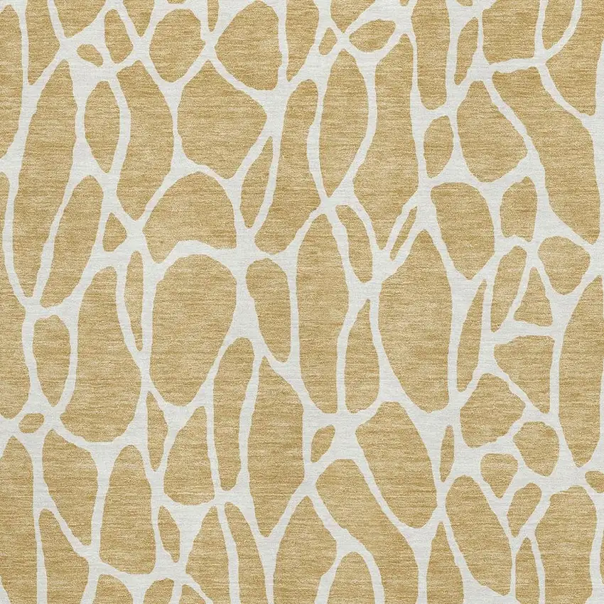 Gold And Ivory Geometric Washable Area Rug With UV Protection Photo 2