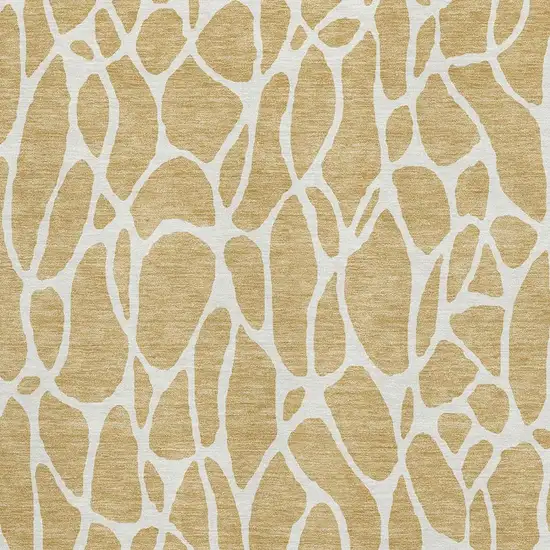 Gold And Ivory Geometric Washable Area Rug With UV Protection Photo 2