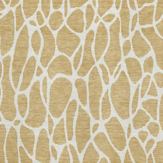 Gold And Ivory Geometric Washable Area Rug With UV Protection Photo 2