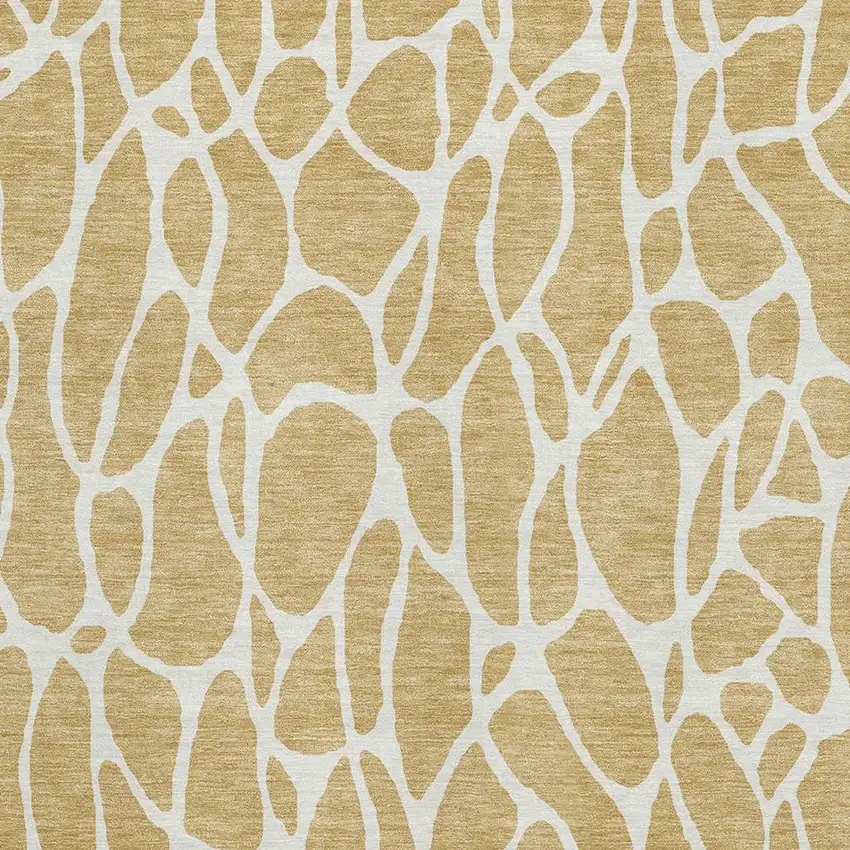 Gold And Ivory Geometric Washable Area Rug With UV Protection Photo 2