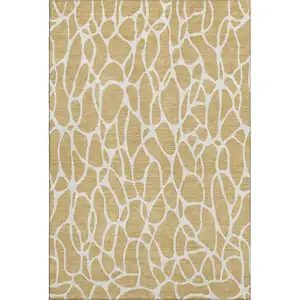 Photo of Gold And Ivory Geometric Washable Area Rug With UV Protection