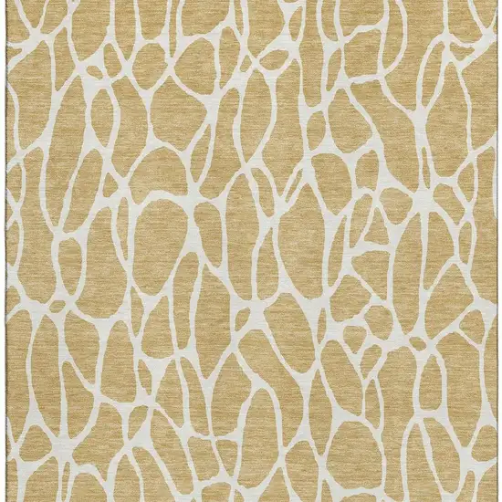 Gold And Ivory Geometric Washable Area Rug With UV Protection Photo 3