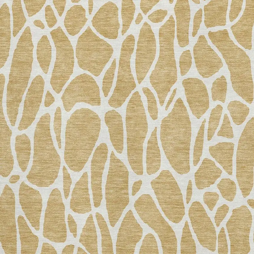 Gold And Ivory Geometric Washable Area Rug With UV Protection Photo 2