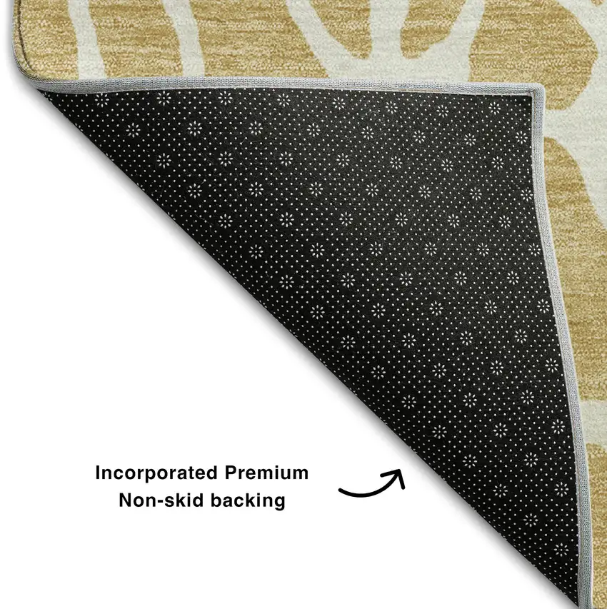 Gold And Ivory Geometric Washable Area Rug With UV Protection Photo 6