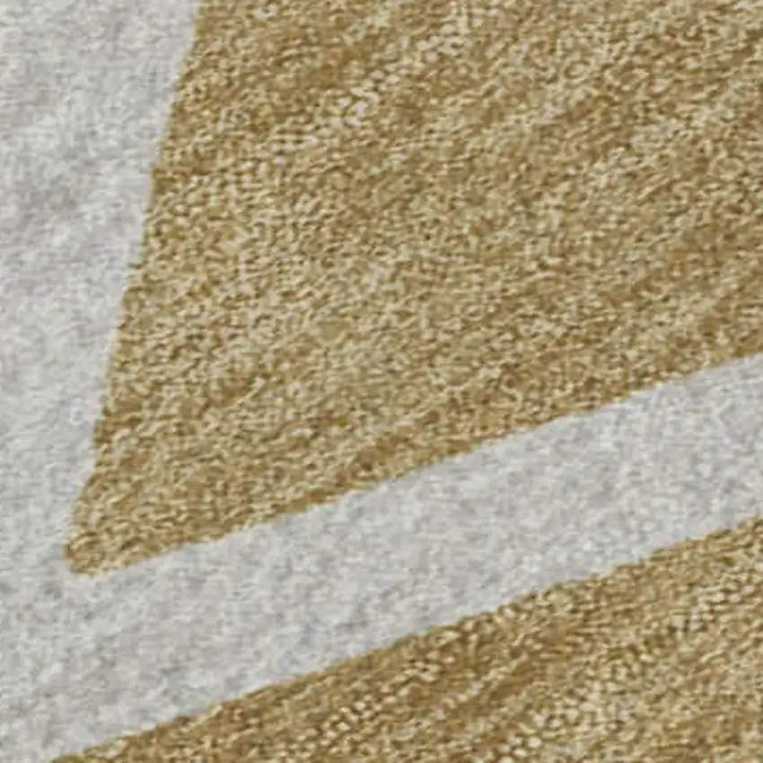 Gold And Ivory Geometric Washable Area Rug With UV Protection Photo 8