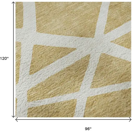 Gold And Ivory Geometric Washable Area Rug With UV Protection Photo 8