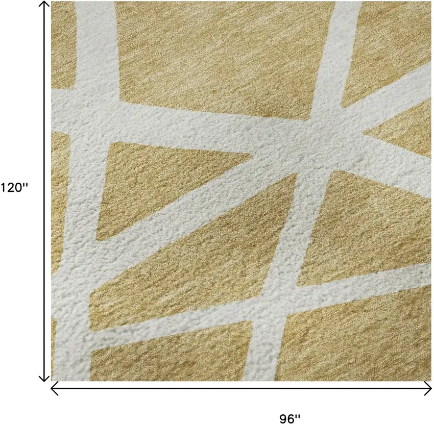 Gold And Ivory Geometric Washable Area Rug With UV Protection Photo 8