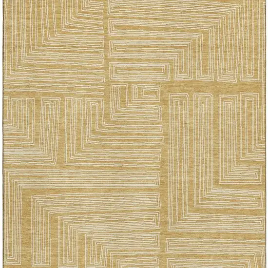 Gold And Ivory Geometric Washable Area Rug With UV Protection Photo 4
