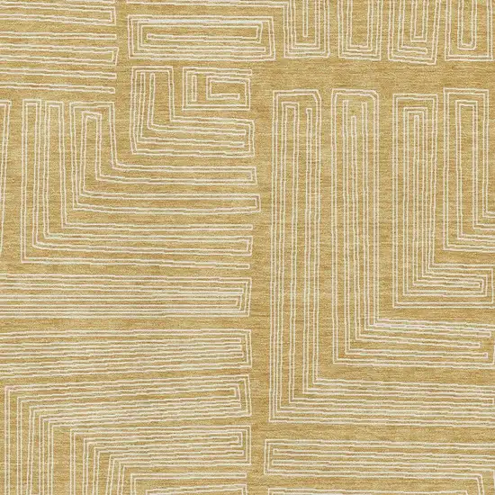 Gold And Ivory Geometric Washable Area Rug With UV Protection Photo 3