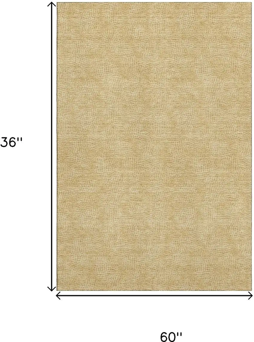 Gold And Ivory Geometric Washable Area Rug With UV Protection Photo 9