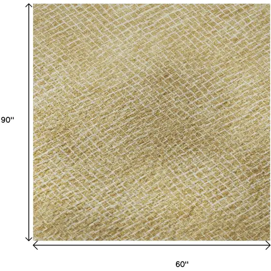 Gold And Ivory Geometric Washable Area Rug With UV Protection Photo 9