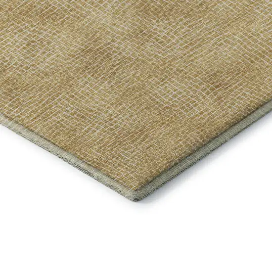 Gold And Ivory Geometric Washable Area Rug With UV Protection Photo 7
