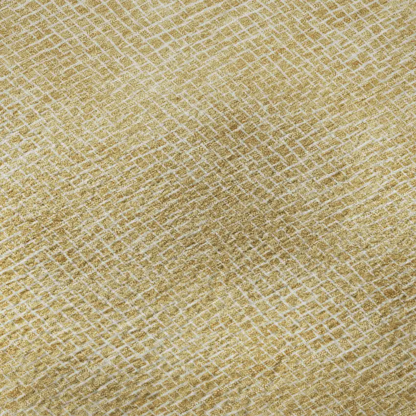 Gold And Ivory Geometric Washable Area Rug With UV Protection Photo 1