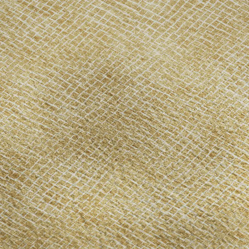 Gold And Ivory Geometric Washable Area Rug With UV Protection Photo 2