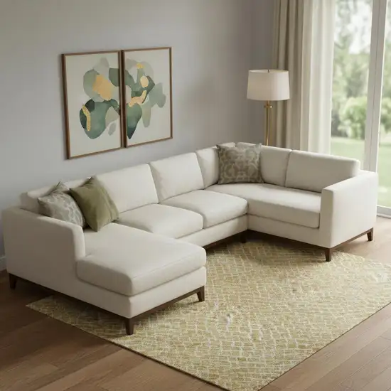 Gold And Ivory Geometric Washable Area Rug With UV Protection Photo 2