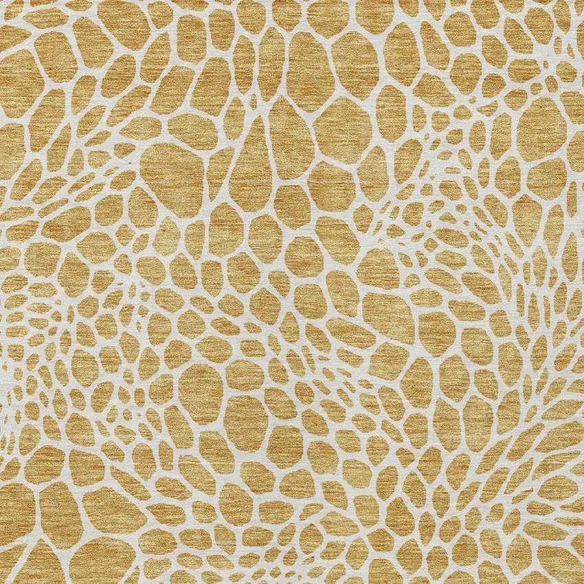Gold And Ivory Geometric Washable Indoor Outdoor Area Rug Photo 7