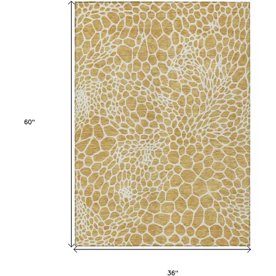 Gold And Ivory Geometric Washable Indoor Outdoor Area Rug Photo 3