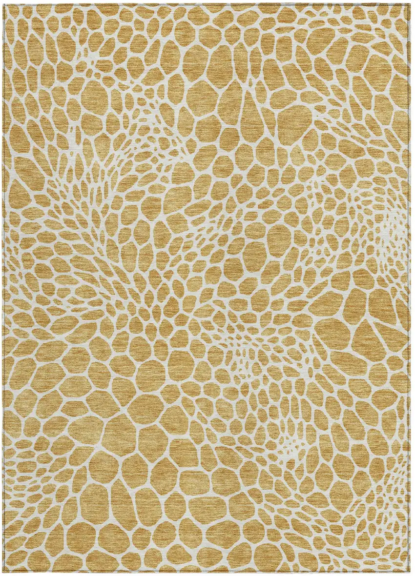 Gold And Ivory Geometric Washable Indoor Outdoor Area Rug Photo 8